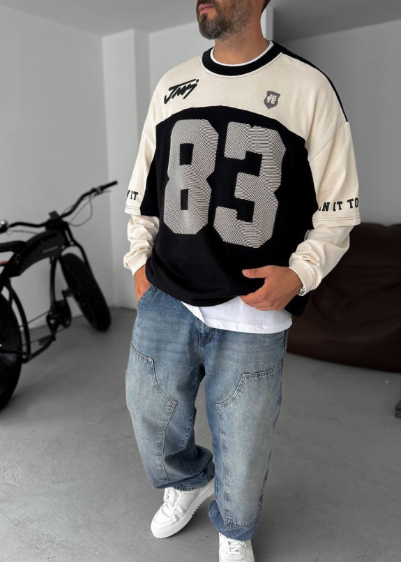 Стильний світшот вільного крою 83 чорний MFStore Изображение Стильний світшот вільного крою 83 чорний MFStore