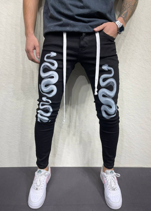 Джинси чоловічі зі зміями спереду чорні MFStore Изображение Джинси чоловічі зі зміями спереду чорні MFStore