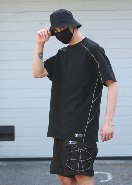 Футболка мужская черная с рефлективным кантом Сайбот Изображение Футболка мужская черная с рефлективным кантом Сайбот