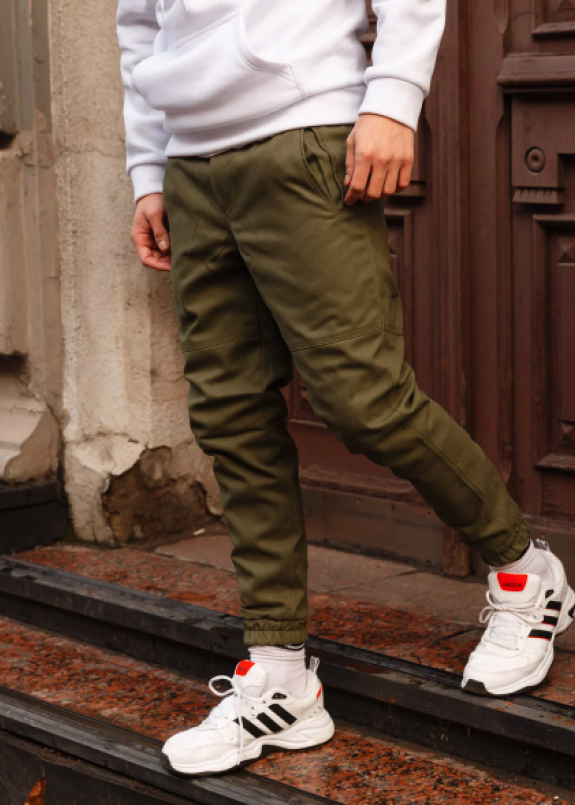 Зимние штаны карго на флисе мужские хаки Грут Изображение Зимние штаны карго на флисе мужские хаки Грут