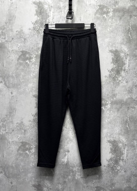 Штани чорні вільного крою звужені вафельні MFStore Изображение Штани чорні вільного крою звужені вафельні MFStore