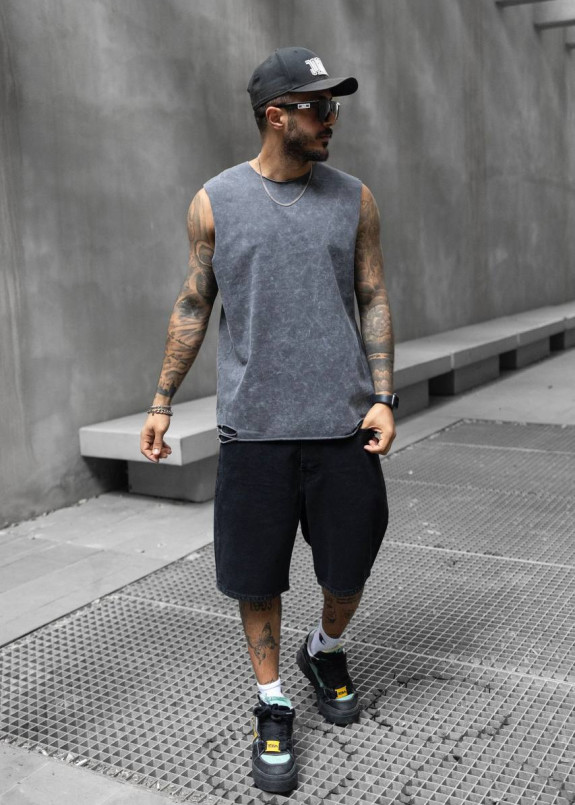 Майка оверсайз з вивареної тканини сіра MFStore Изображение Майка оверсайз з вивареної тканини сіра MFStore