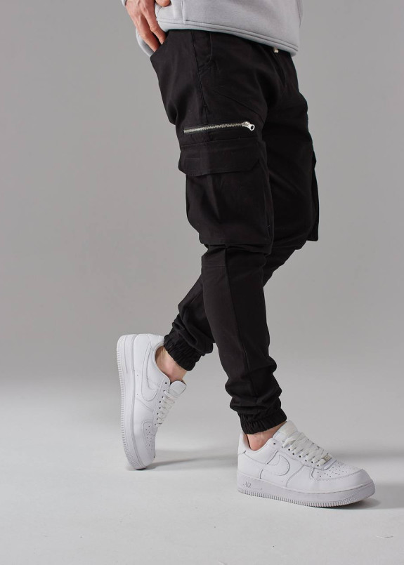 Штани карго чоловічі з блискавкою на кармані чорні MFStore Изображение Штани карго чоловічі з блискавкою на кармані чорні MFStore
