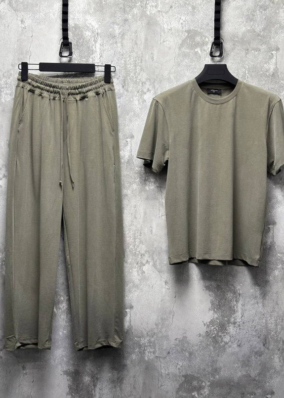 Стильний костюм вільного крою базовий хакі MFStore Изображение Стильний костюм вільного крою базовий хакі MFStore