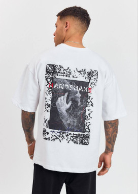 Футболка оверсайз з текстом і принтом біла MFStore Изображение Футболка оверсайз з текстом і принтом біла MFStore