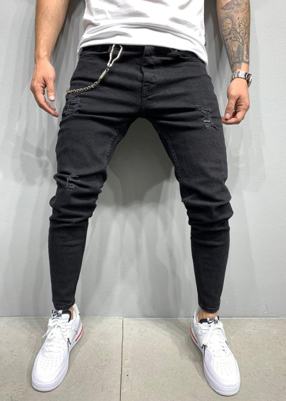 Джинсы с имитацией дырок и с цепочкой MFStore Изображение Джинсы с имитацией дырок и с цепочкой MFStore