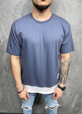 Футболка серая с лого и вставкой снизу MFStore Изображение Футболка серая с лого и вставкой снизу MFStore