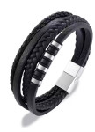Багатошаровий шкіряний браслет з металевими вставками MFStore Изображение Багатошаровий шкіряний браслет з металевими вставками MFStore