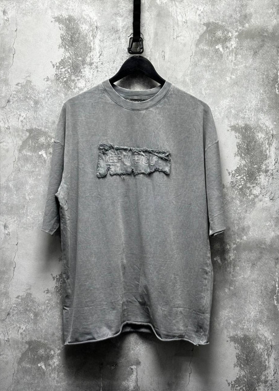 Оверсайз футболка виварена сірого кольору MFStore Изображение Оверсайз футболка виварена сірого кольору MFStore