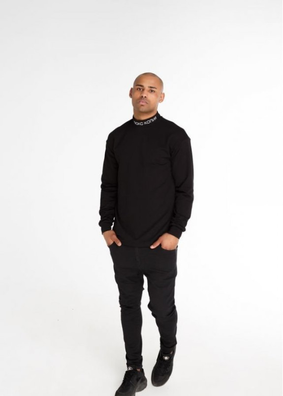 Лонгслив мужской принт ЛЮКС КОПИЯ черный Изображение Лонгслив мужской принт ЛЮКС КОПИЯ черный