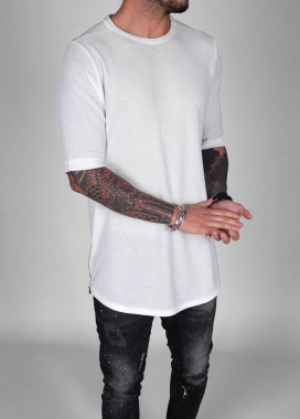 Белая удлиненная футболка с молнией по бокам MFStore Изображение Белая удлиненная футболка с молнией по бокам MFStore