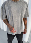 Стильна футболка оверсайз виварена зі вставками світло-сіра MFStore Изображение Стильна футболка оверсайз виварена зі вставками світло-сіра MFStore