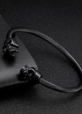 Вінтажний чорний чоловічий браслет з черепом MFStore Изображение Вінтажний чорний чоловічий браслет з черепом MFStore