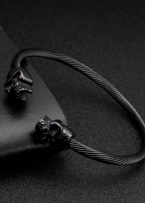 Вінтажний чорний чоловічий браслет з черепом MFStore Изображение Вінтажний чорний чоловічий браслет з черепом MFStore