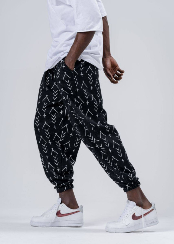 Штани вільного крою чорного кольору з рунами MFStore Изображение Штани вільного крою чорного кольору з рунами MFStore