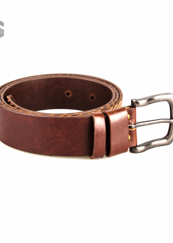 Ремень кожаный коричневый с резьбой Gonzo Изображение Ремень кожаный коричневый с резьбой Gonzo