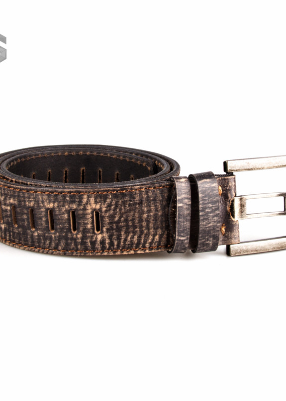 Ремень кожаный темно-серый с перфорацией Gonzo Изображение Ремень кожаный темно-серый с перфорацией Gonzo