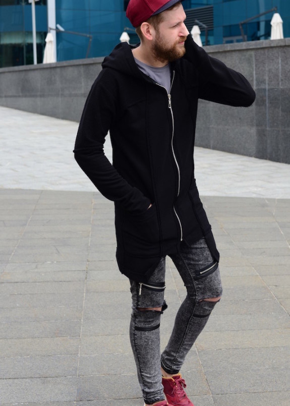 Худи удлиненное черное Nawski Изображение Худи удлиненное черное Nawski