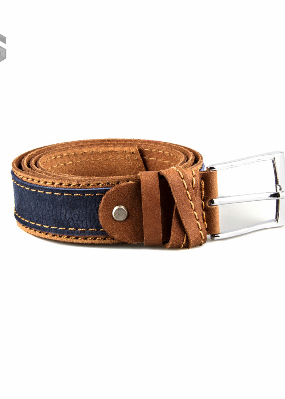 Ремень кожаный коричнево-синий Gonzo Изображение Ремень кожаный коричнево-синий Gonzo