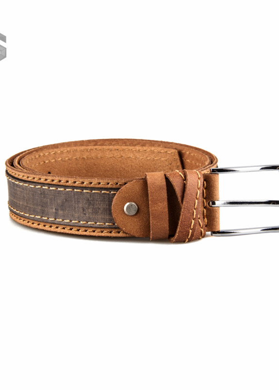 Ремень кожаный коричнево-серый Gonzo Изображение Ремень кожаный коричнево-серый Gonzo