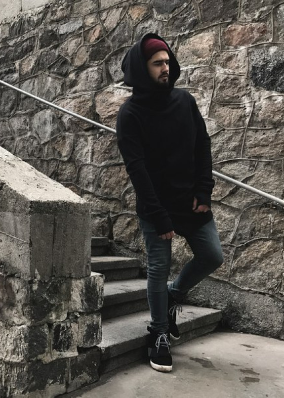 Худи черное с замками по боках BlackWood Изображение Худи черное с замками по боках BlackWood