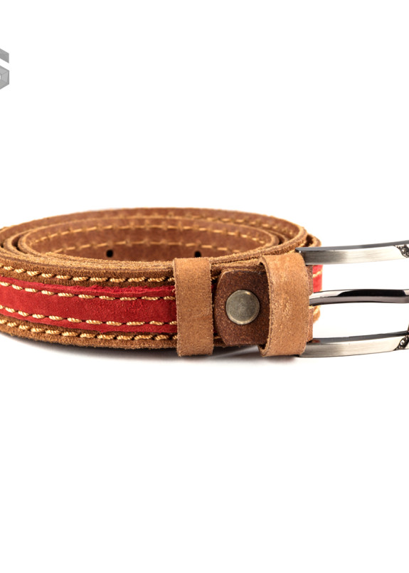 Ремень коричнево-красный двухслойный Gonzo Изображение Ремень коричнево-красный двухслойный Gonzo