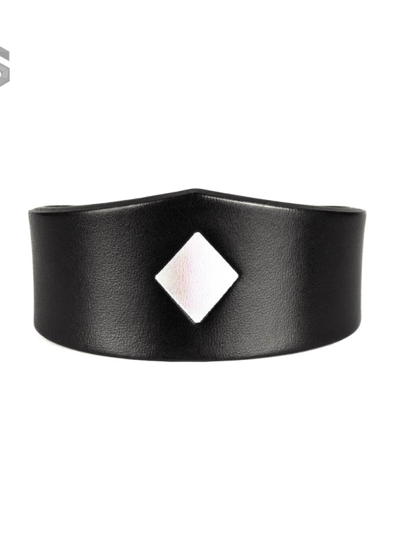 Браслет треугольной формы с серебряным ромбом черный Tvir Изображение Браслет треугольной формы с серебряным ромбом черный Tvir