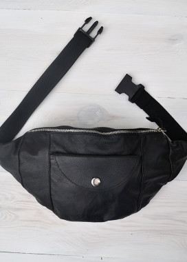 Сумка на пояс с накладным карманом черная Kogut Изображение Сумка на пояс с накладным карманом черная Kogut