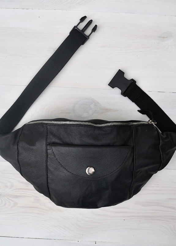 Сумка на пояс с накладным карманом черная Kogut Изображение Сумка на пояс с накладным карманом черная Kogut