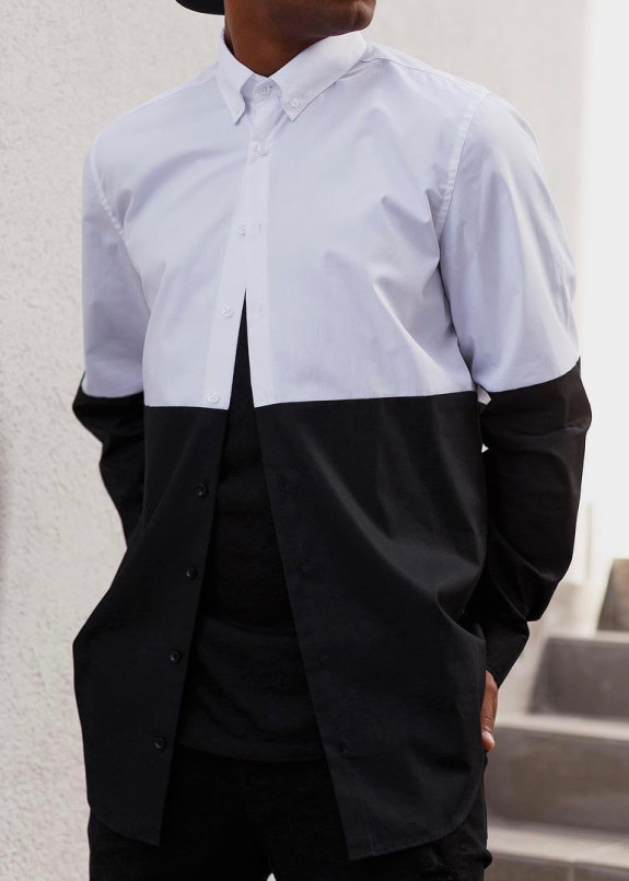 Рубашка двухцветная черная с белым Black Limit Изображение Рубашка двухцветная черная с белым Black Limit