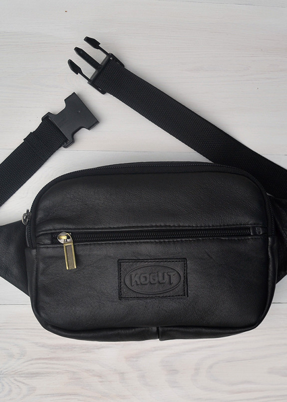 Сумка на пояс прямоугольная c логотипом черная Kogut Изображение Сумка на пояс прямоугольная c логотипом черная Kogut