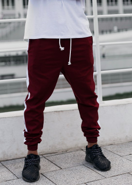 Джоггеры с лампасами бордовые Black Limit Изображение Джоггеры с лампасами бордовые Black Limit
