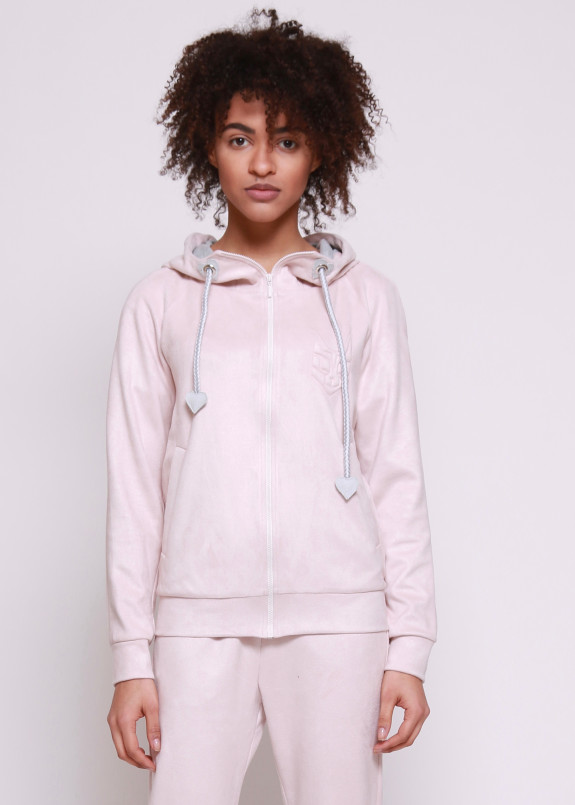 Толстовка женская замшевая пудровая Roussin Изображение Толстовка женская замшевая пудровая Roussin