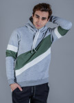 Толстовка с зелеными и белыми вставками серая Nawski Изображение Толстовка с зелеными и белыми вставками серая Nawski