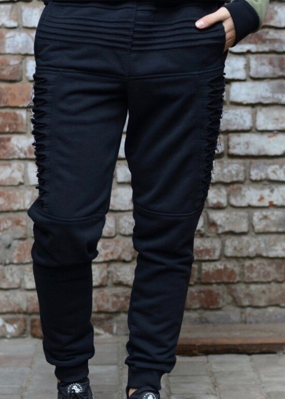 Штаны мужские с рваными деталями черные Nawski Изображение Штаны мужские с рваными деталями черные Nawski