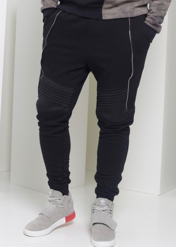 Штаны мужские с декоративными молниями черные Nawski Изображение Штаны мужские с декоративными молниями черные Nawski