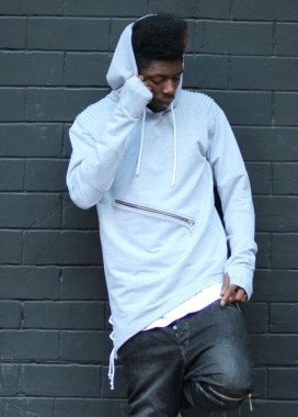 Худи мужское асимметричное с молнией светло-серое Nawski Изображение Худи мужское асимметричное с молнией светло-серое Nawski