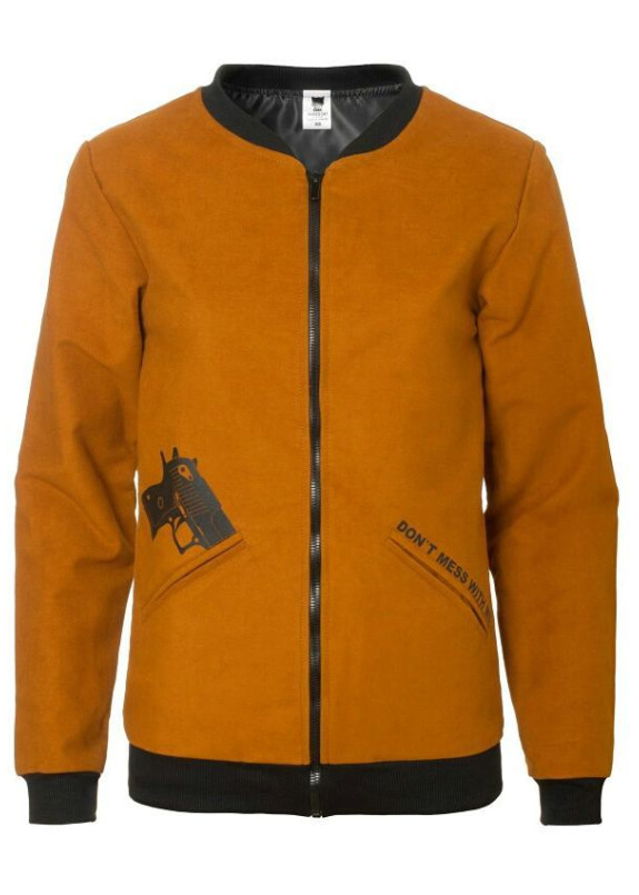 Бомбер женский коричневый Don`t Mess Radio Cat Изображение Бомбер женский коричневый Don`t Mess Radio Cat