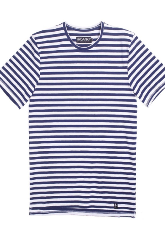 Футболка мужская в полоску белая Blue Strip Hovanky Изображение Футболка мужская в полоску белая Blue Strip Hovanky