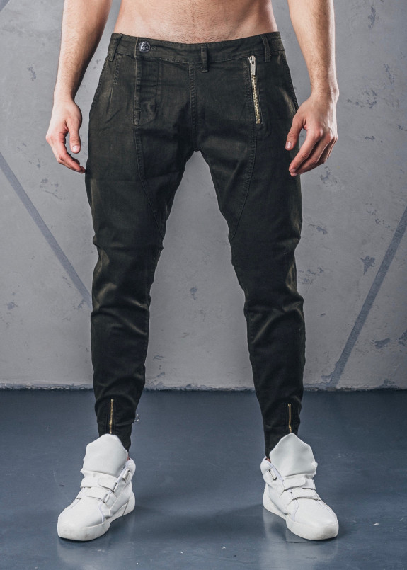 Джинсы мужские с молнией сбоку зеленые MFStore Изображение Джинсы мужские с молнией сбоку зеленые MFStore