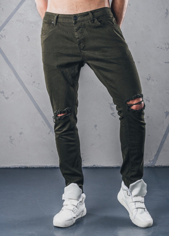 Джинсы прямые на пуговицах зеленые MFStore Изображение Джинсы прямые на пуговицах зеленые MFStore