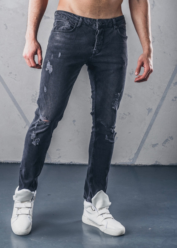 Джинсы с дырками темно-серые MFStore Изображение Джинсы с дырками темно-серые MFStore