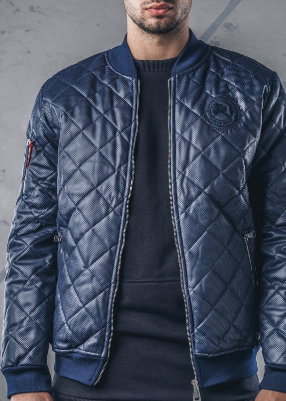 Изображение Куртка утепленная перфорированная стеганая ромбом синяя MFStore