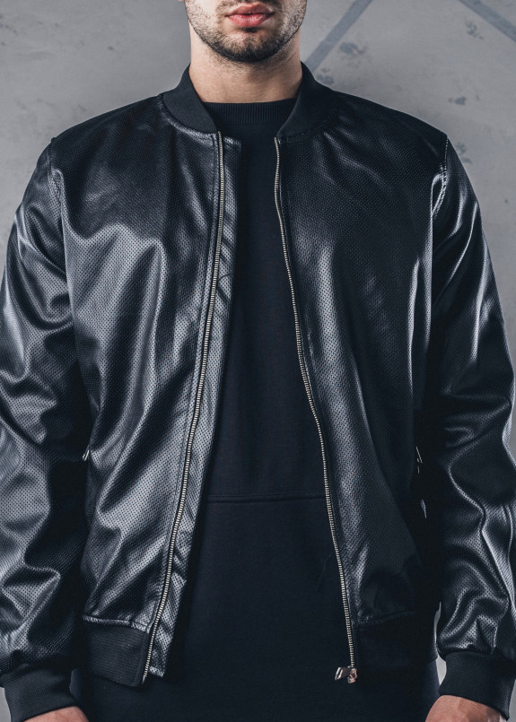 Куртка из эко-кожи с перфорацией черная MFStore Изображение Куртка из эко-кожи с перфорацией черная MFStore