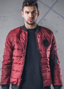 Бомбер мужской с нашивкой бордовый MFStore Изображение Бомбер мужской с нашивкой бордовый MFStore