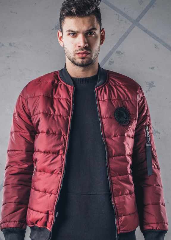 Бомбер мужской с нашивкой бордовый MFStore Изображение Бомбер мужской с нашивкой бордовый MFStore