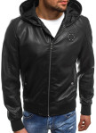 Изображение Куртка из эко-кожи с капюшоном черная MFStore 