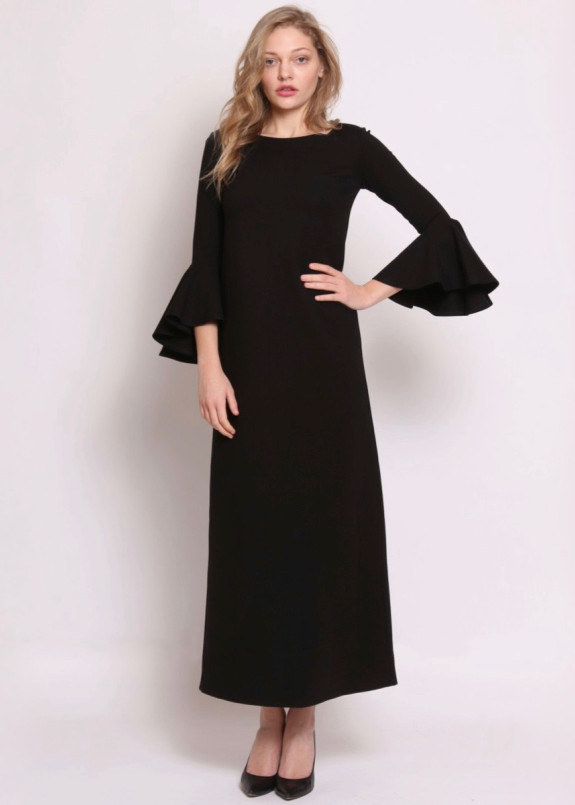 Платье макси с воланами черное Roussin Изображение Платье макси с воланами черное Roussin