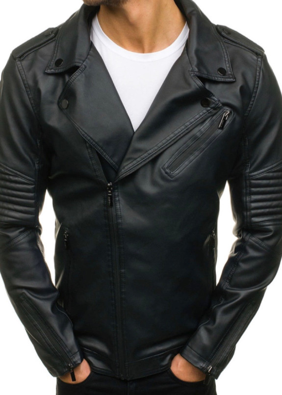 Косуха мужская классическая с рифлением на рукавах черная MFStore Изображение Косуха мужская классическая с рифлением на рукавах черная MFStore