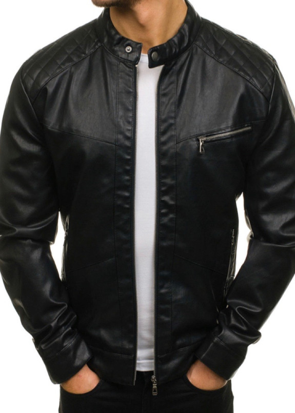 Изображение Куртка мужская с декоративной строчкой черная MFStore